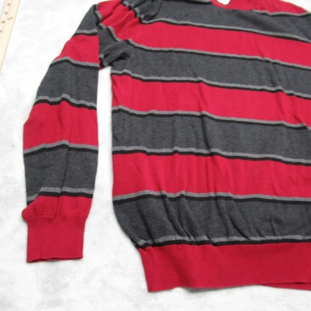British Khaki Sweater Mens XL Red Striped Cotton Crew Neck Knit Pullover NEW‎